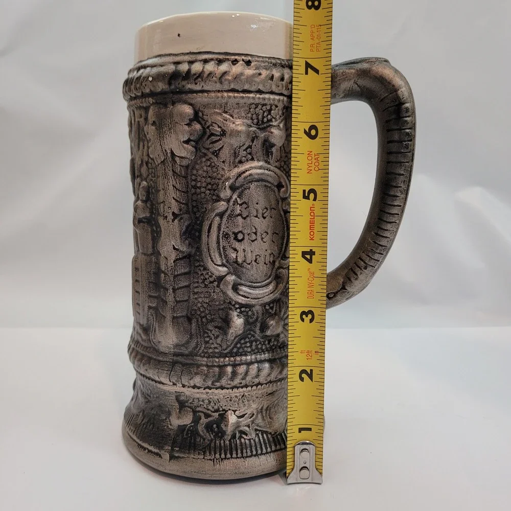 Vintage 1981 Beer Stein Silver Relief‎ German Bier Oder Wein Tankard Mug